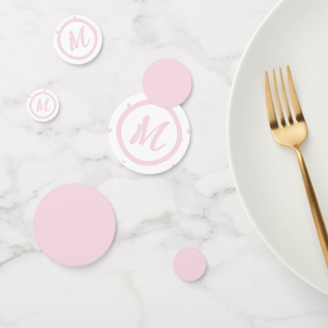 Confeti Patrón cardíaco rosado Girly Romántico Monogramado (Grupo)