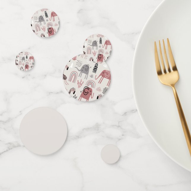 Confeti patrón con elefantes lindos y gigantes (Grupo)