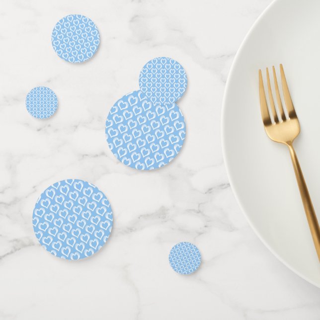 Confeti Patrón de Corazones Blancos y Azules (Grupo)