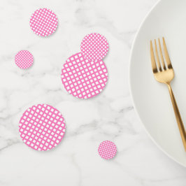 Confeti Patrón de diamante de cuadros rosados y blancos