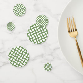 Confeti Patrón de diamante de cuadros verdes y blancos