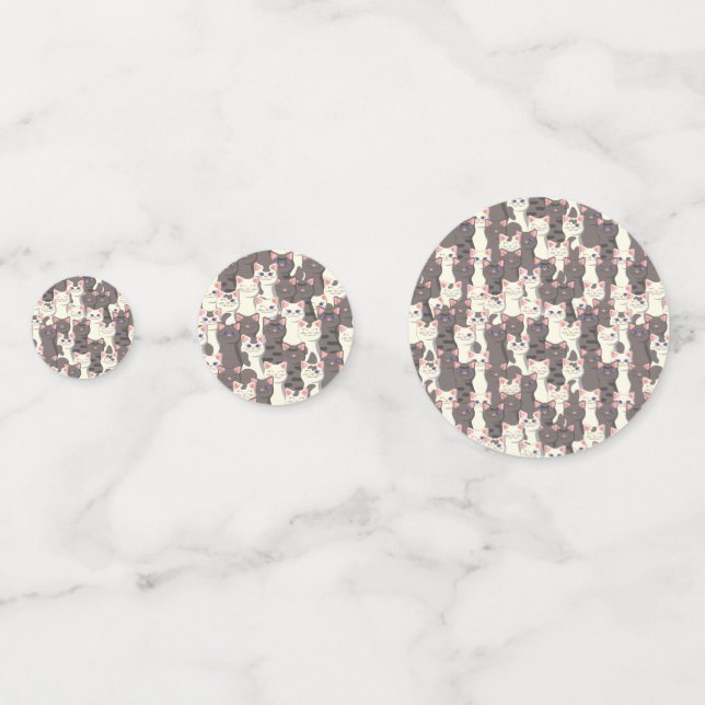 Confeti Patrón de gatos blancos y grises (Reversos)