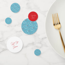 Confeti Patrón de invierno de Snowman deja que nieve cian 