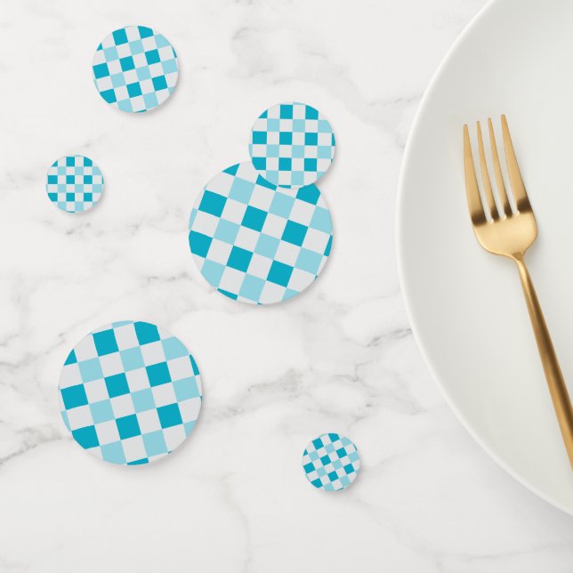 Confeti Patrón De Tablero Blanco Y Azul (Grupo)