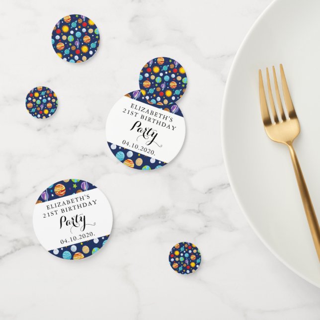 Confeti Patrón espacial, planetas, estrellas, cosmos, cump (Grupo)