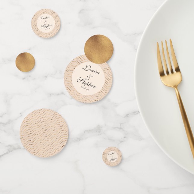 Confeti Patrón Peach and Gold Chevron (Grupo)