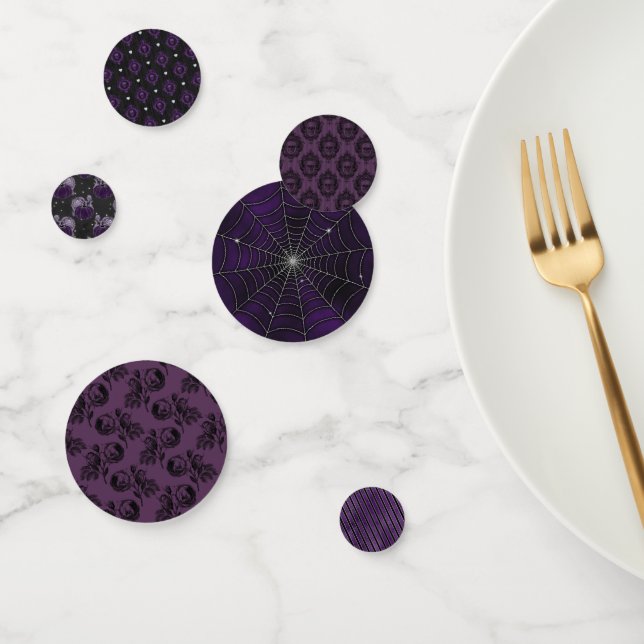 CONFETI PATRONES DE HALLOWEB DE PURPLE BLACK SPOOKY (Grupo)