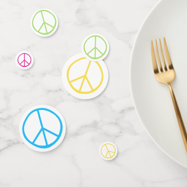 Confeti Peace Sign Blue Yellow Green Pink  (Grupo)