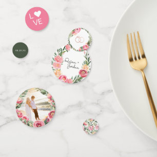 Confeti Peonías rosadas al acuarela Desayuno nupcial flo