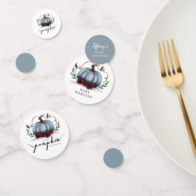 Confeti Pequeña Calabaza Cae Baby Shower Azul (Grupo)