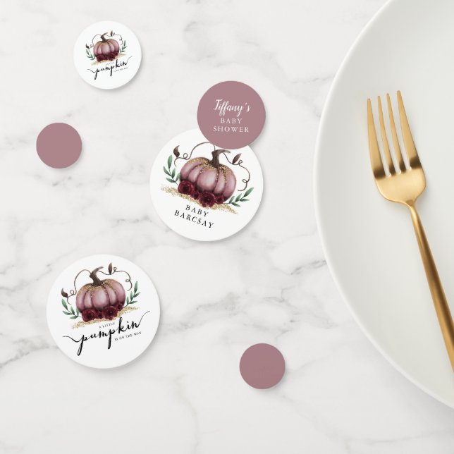 Confeti Pequeña Calabaza Cae Baby Shower Rosa (Grupo)