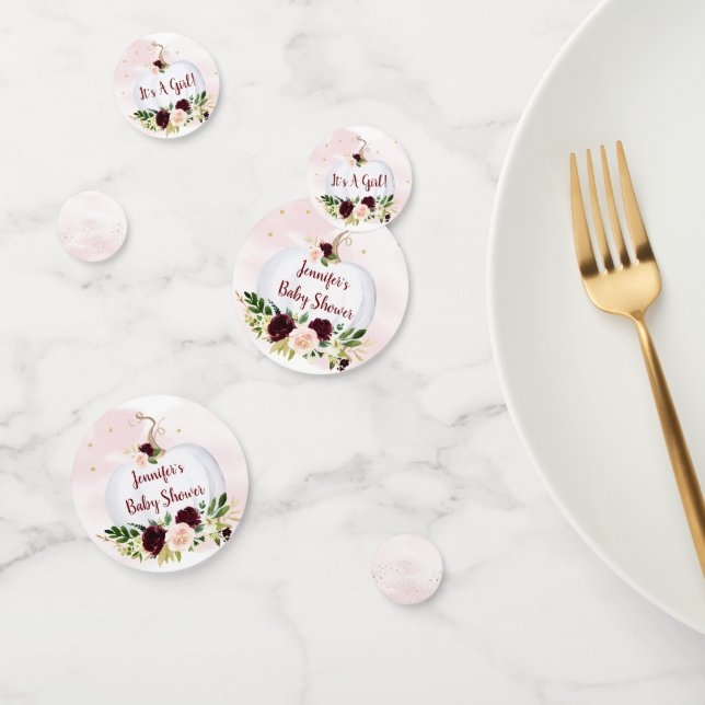 Confeti Pequeña calabaza Rosa Burgundy Gold Baby Shower (Grupo)