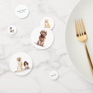 Confeti Perritos acuarela celebran fiesta de bebé