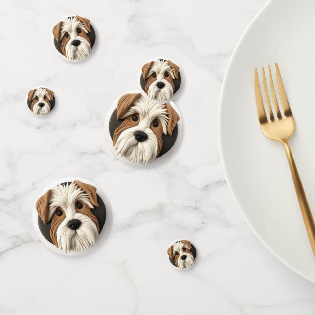 Confeti Perro Biewer Terrier Inspirado en 3D (Grupo)