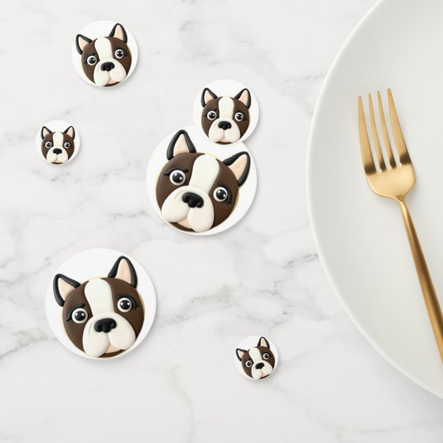 Confeti Perro Boston Terrier Inspirado en 3D (Grupo)