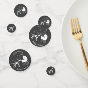 Confeti Perro dalmatiano Baby Shower gris pimienta