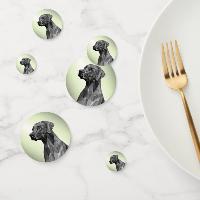 Confeti Perro geométrico gris sobre verde (Grupo)