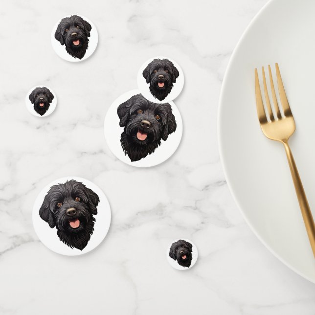 Confeti Perro negro Labradoodle (Grupo)