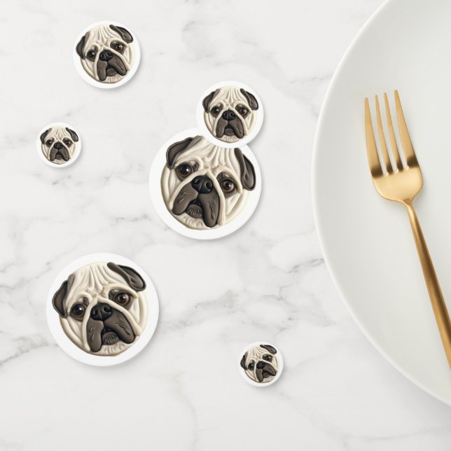 Confeti Perro Pug 3D Inspirado  (Grupo)