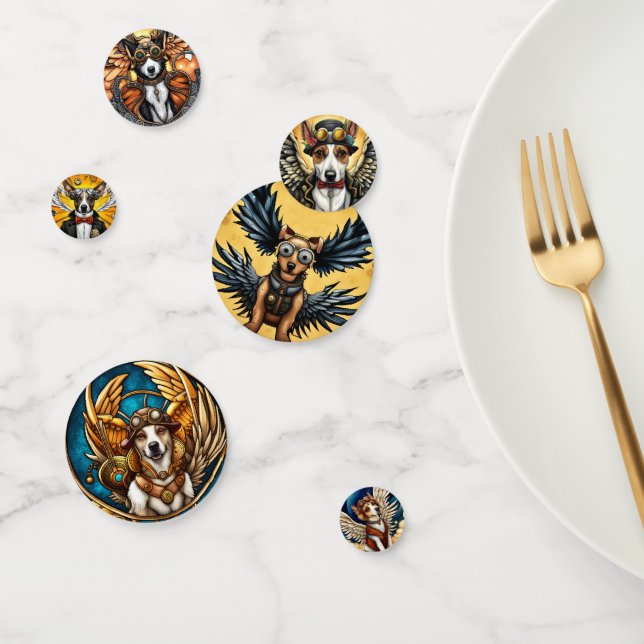 Confeti Perros Steampunk con alas (Grupo)