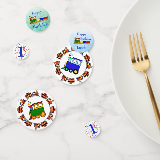 Confeti Personalización de nombre y año Choo Train Cumplea (Grupo)