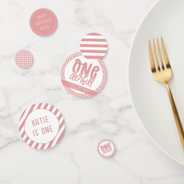 Confeti Personalizado 1º cumpleaños Cute Pastel Rosa Marav (Grupo)