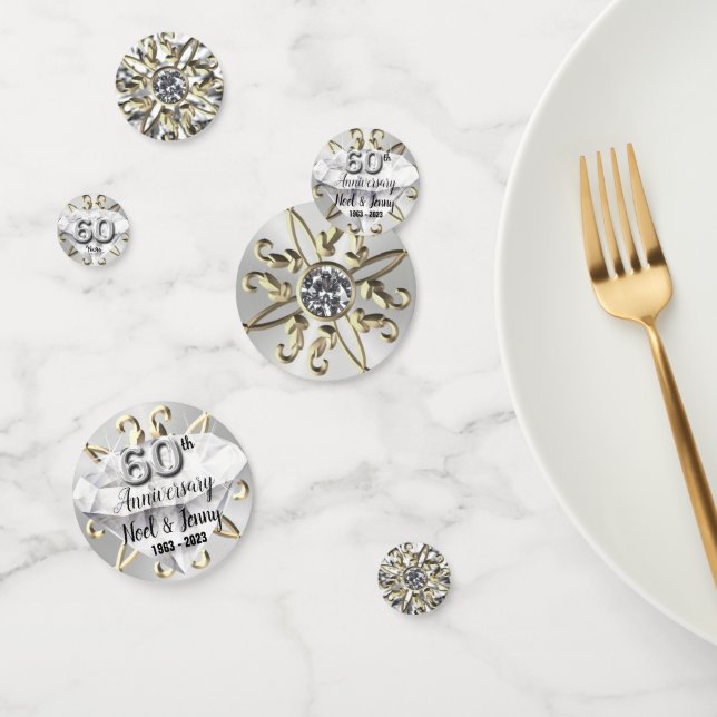 Confeti Personalizado 60.º aniversario de Diamantes Mesa C (Grupo)