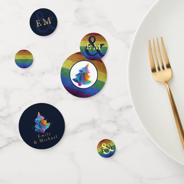 Confeti Personalizado de árbol de Navidad moderno arcoiris (Grupo)