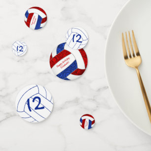 Confeti personalizado de cumpleaños de voleibol chica azul