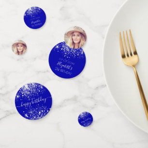 Confeti Personalizado de cumpleaños foto purpurina de plat