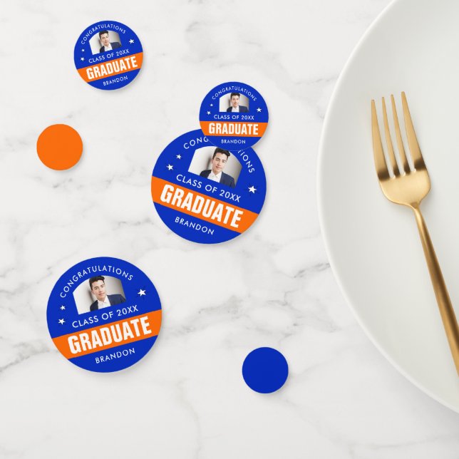 Confeti Personalizado de fotografía de graduación azul y N (Grupo)