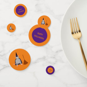 Confeti Personalizado de Halloween Witch Rat and Broom