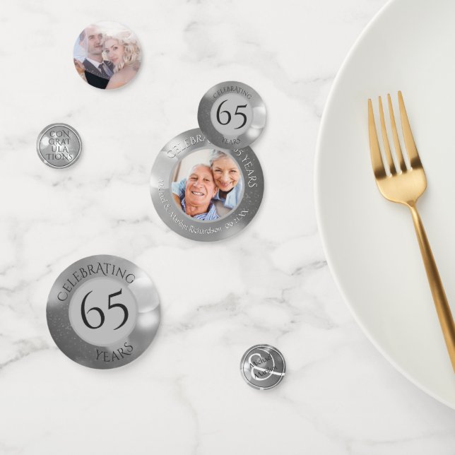 Confeti Personalizado de Plata, foto del aniversario del b (Grupo)