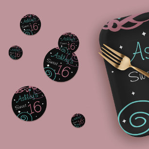 Confeti Personalizado Dulce Negro 16 Cumpleaños