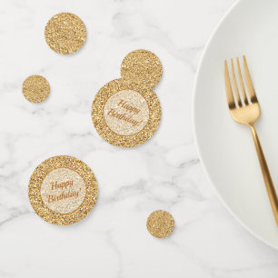 Confeti Personalizado Faux Sparkling Happy Birthday Gold P