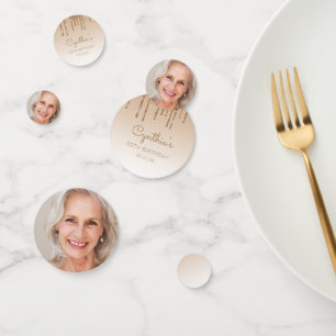 Confeti Personalizado Foto Purpurina de oro Drip 60 cumple