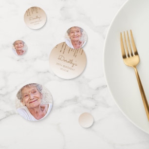 Confeti Personalizado Foto Purpurina de oro Drip 90 cumple