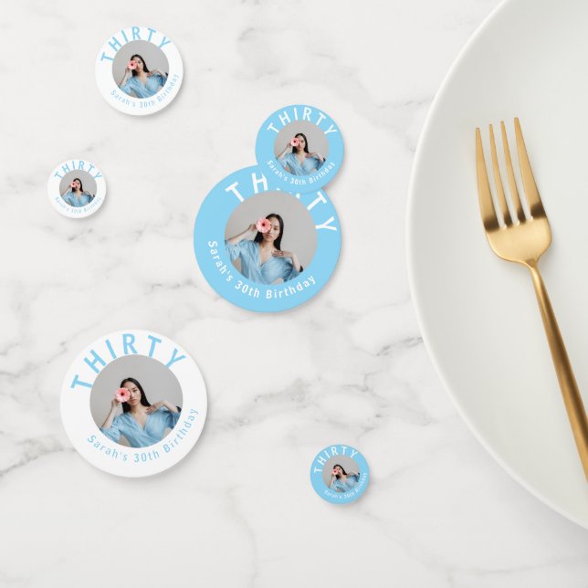 Confeti Personalizado Foto Sky Blue 30 Birthday Table Conf (Grupo)