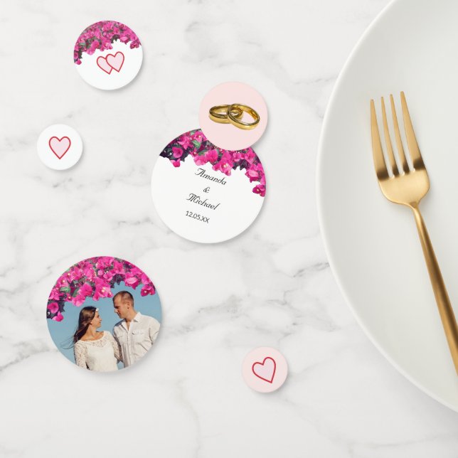 Confeti Personalizado Pareja Boda Floral Tropical (Grupo)