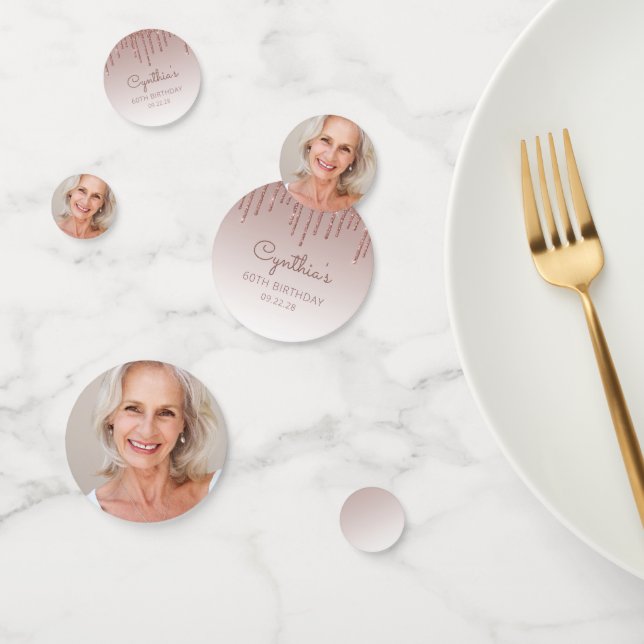 Confeti Personalizado Rosa de fotografía Purpurina de oro  (Grupo)