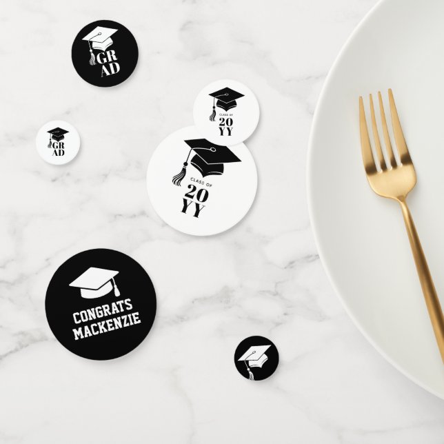 Confeti Personalized Modern Hat and Tassel Graduation (Grupo)