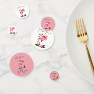 Confeti Pétalos y brindis de Prosecco Rosa Floral Despedid