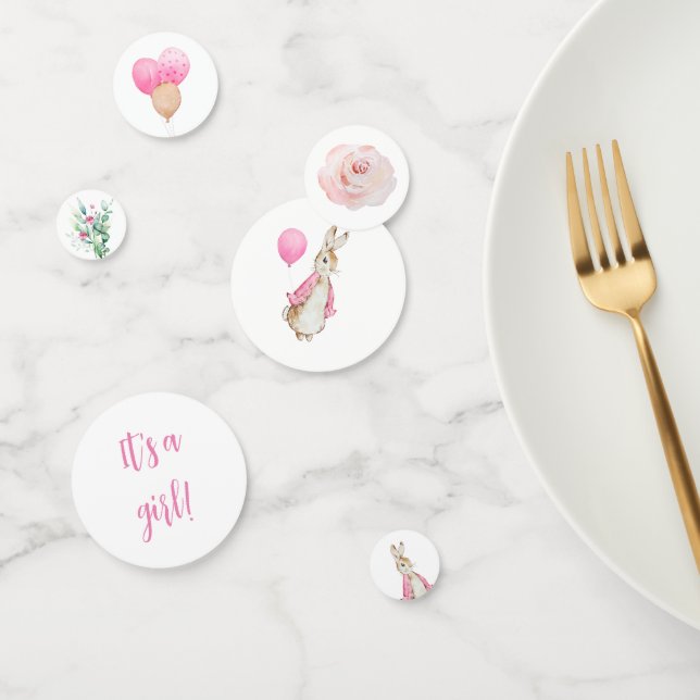 Confeti Peter Rabbit Baby Shower Es un chica