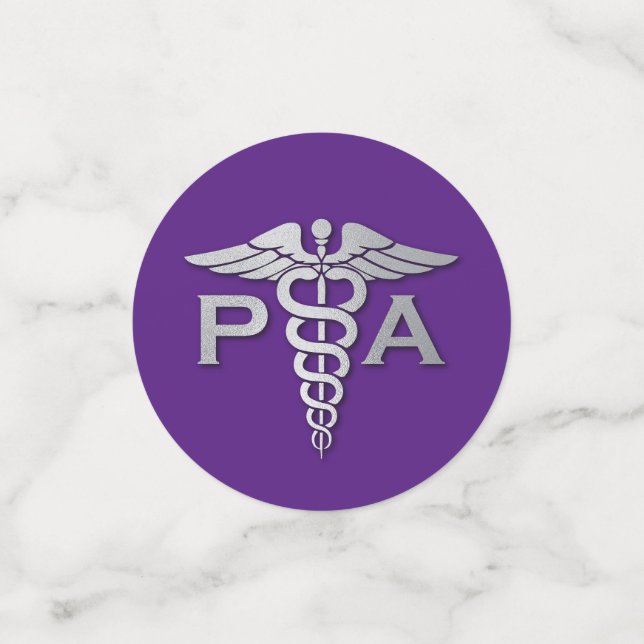 Confeti Physician Assistant PA Graduation Purple Silver (Anverso pequeño)