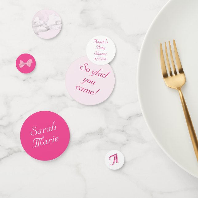 Confeti Pink Bows Baby Shower Personalized  (Grupo)