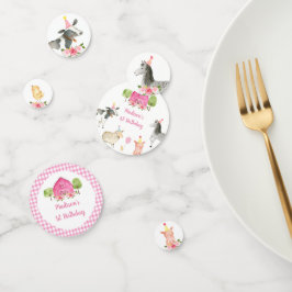 Confeti Pink Farm Barnyard Cumpleaños Floral