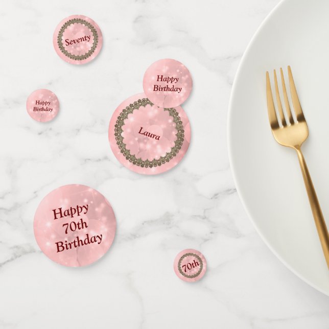 Confeti Pink Happy personalizado de 70 años (Grupo)