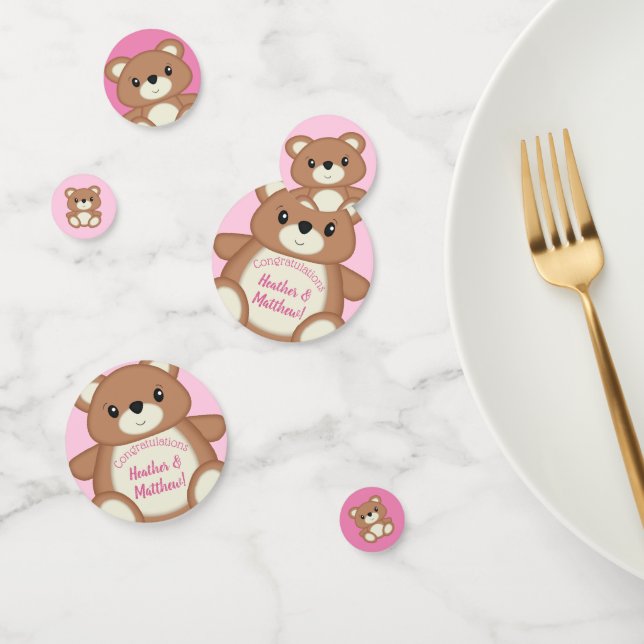 Confeti Pink Teddy Bear Baby Shower (Grupo)