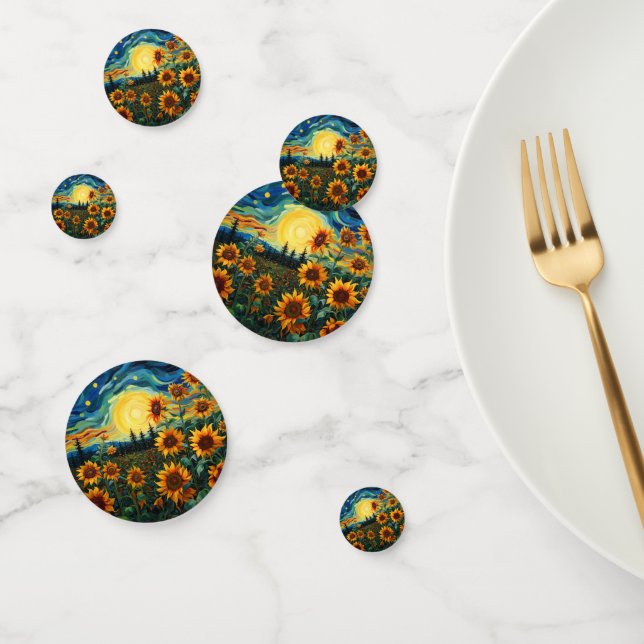 Confeti Pintura de girasoles de Van Gogh (Grupo)