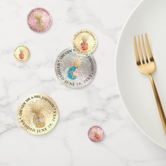 CONFETI PIXDEZINES FAUX RELIEVE METALIZADO+PINEAPPLES ALOH (Grupo)